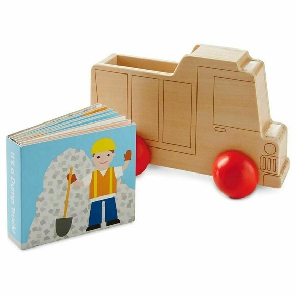 Hallmark Toy Wooden Dump Truck Book Toddler Construction Push Pull - Picture 2 of 2
